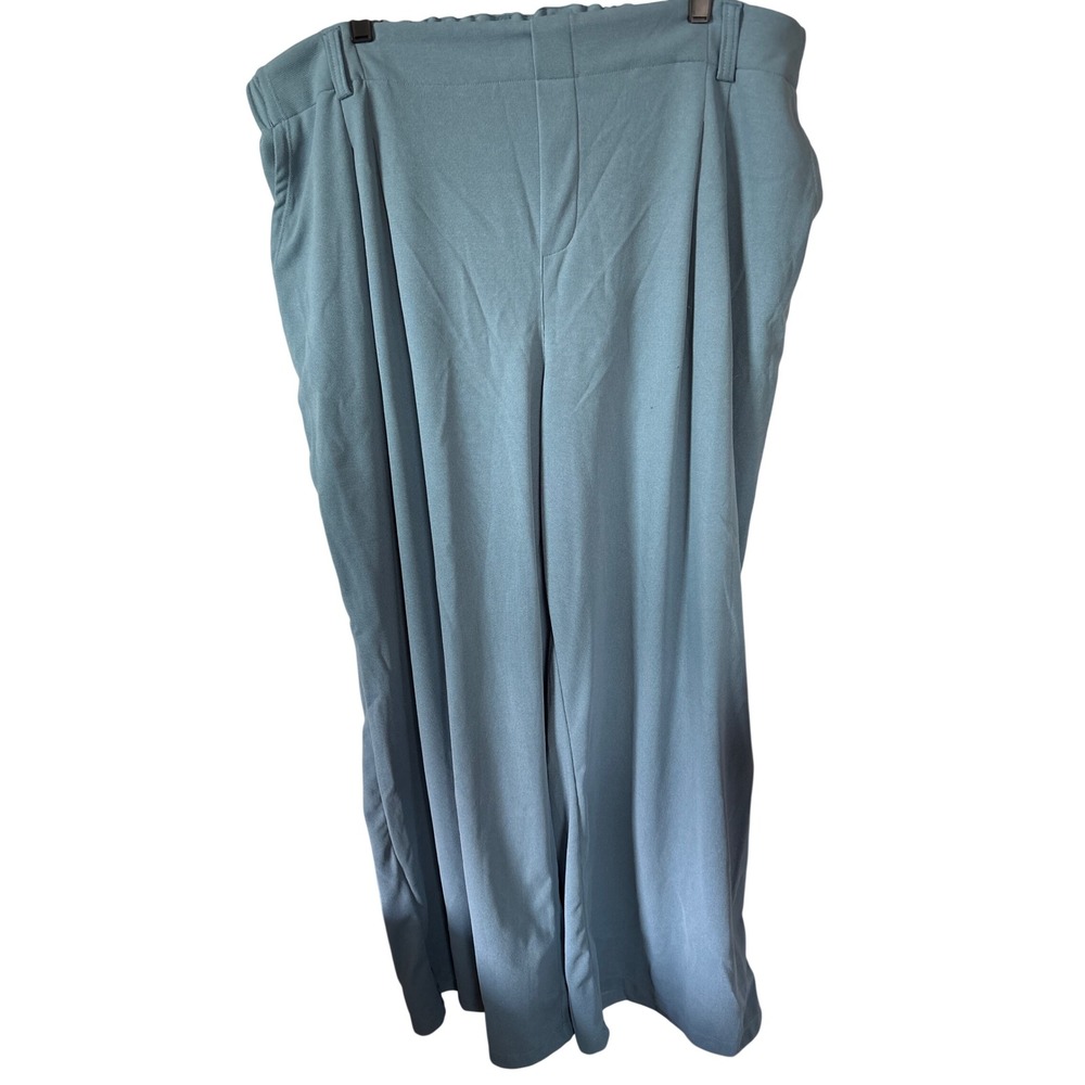 Halara Wide Leg Pants Womens 2X Blue Waffle Knit High Rise Pleated